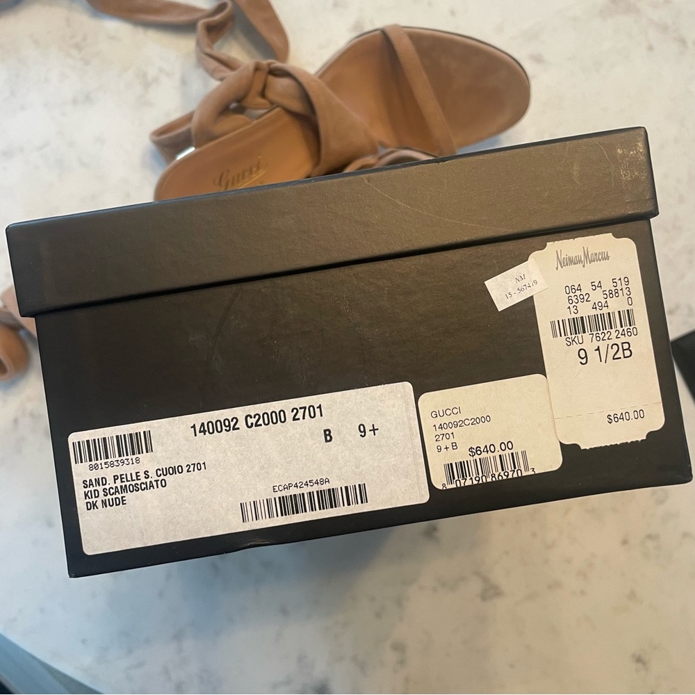 GUCCI Bamboo Accent Suede Sandals - Picture 14 of 15